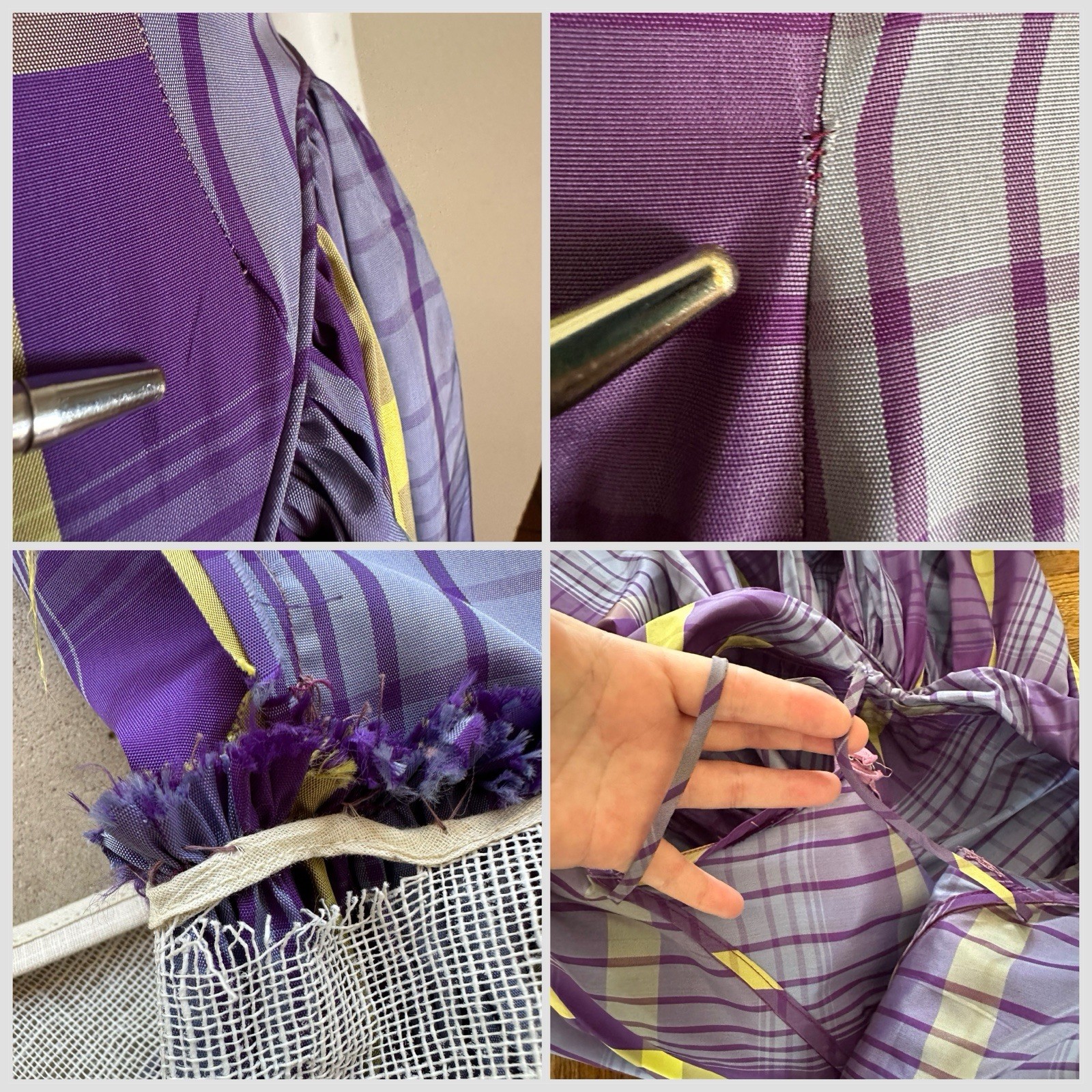1940s A Bon-Ray Design Plaid Taffeta Party Dress Bustle Back Cocktail Gown VTG