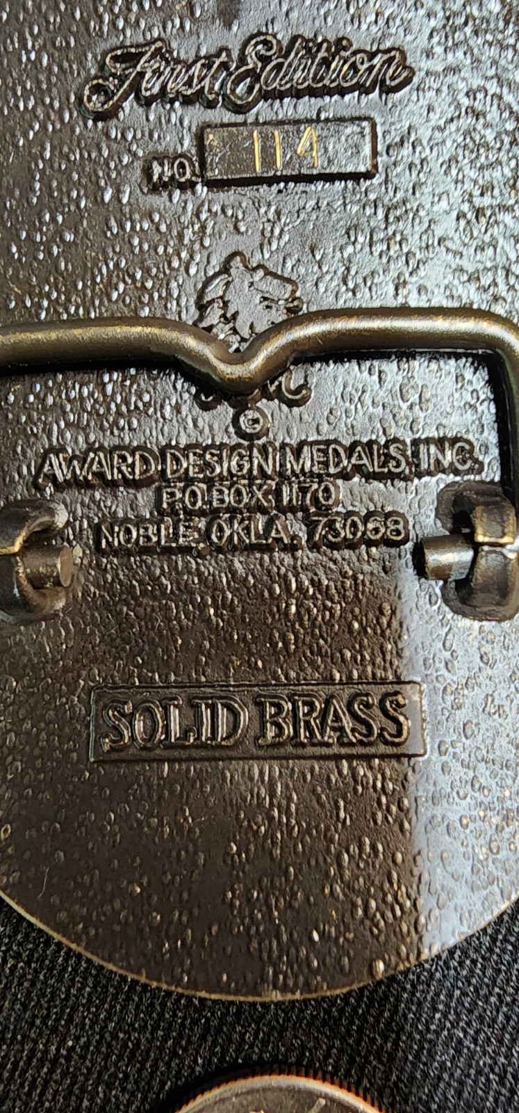 Vintage Award Design Medals Solid Brass Stagecoach First Edition No. 114 Belt Bu