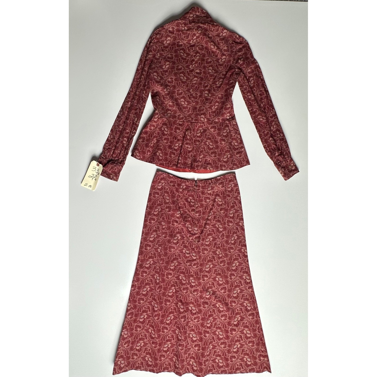 Biba VTG 70’s Floral Blazer Skirt Set Burgundy Sony Studios S Iconic Biba Print