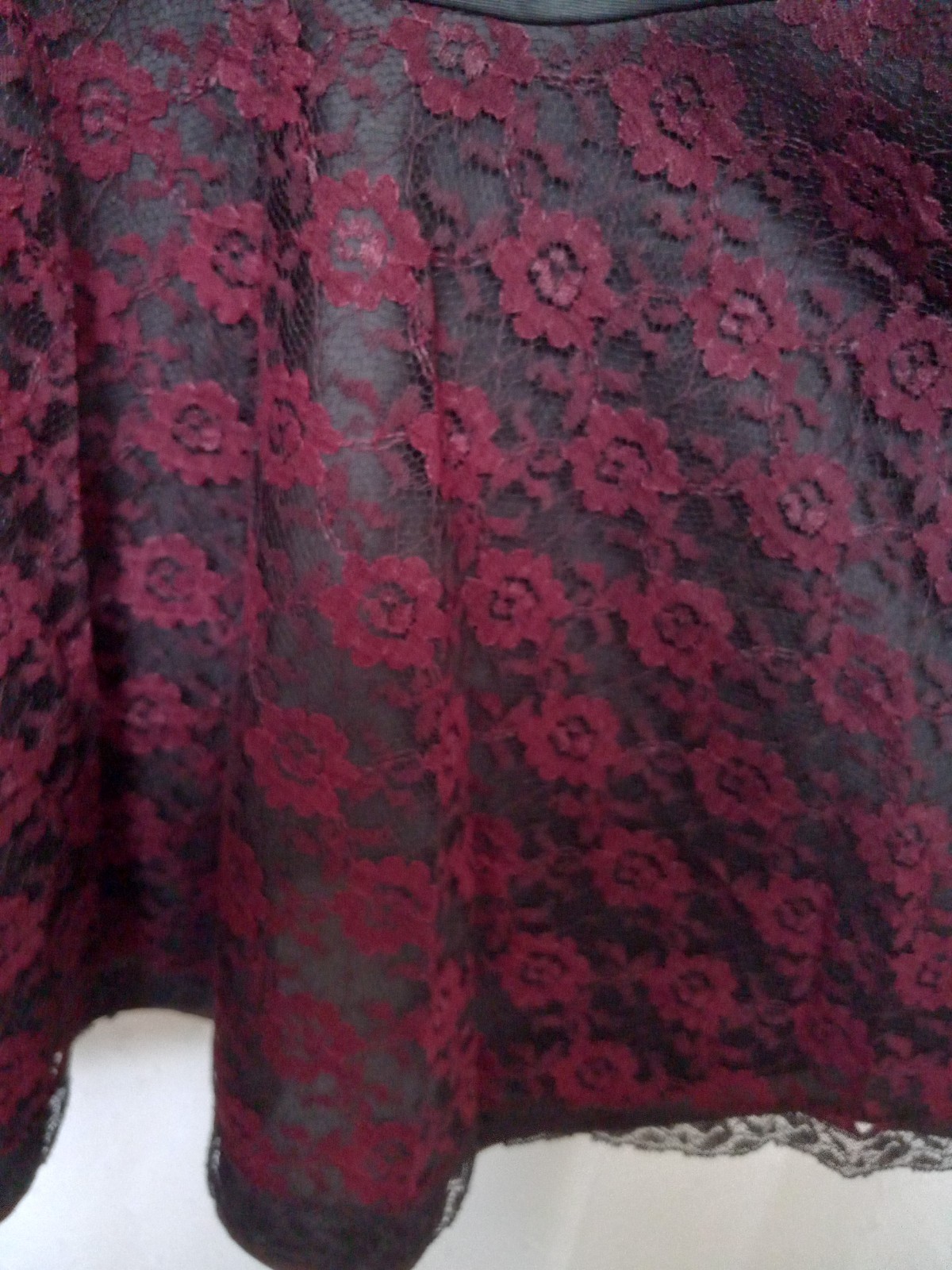 Rare 40s Vintage Black With 10 Inch Red Lace Flare Bottom