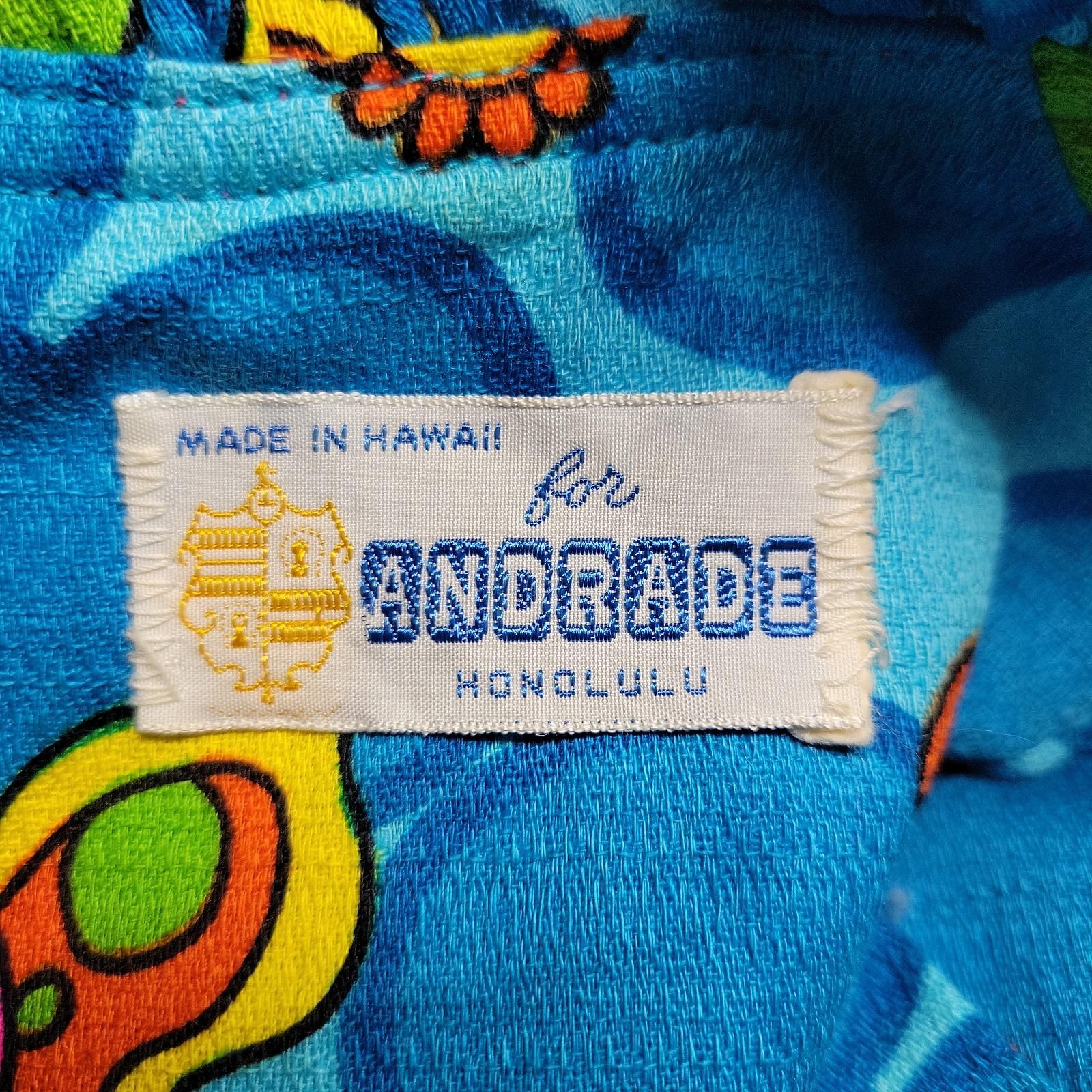 Andrade Honolulu 60s 70s Vintage Dress Mushroom Butterfly A-Line Maxi Hippie