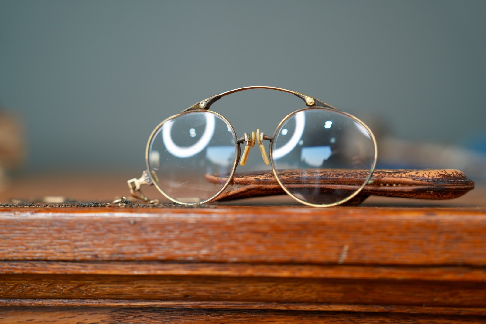 Antique Eyeglasses with Chain Necklace 1/10 12K Gold Filled Pince Nez Vintage