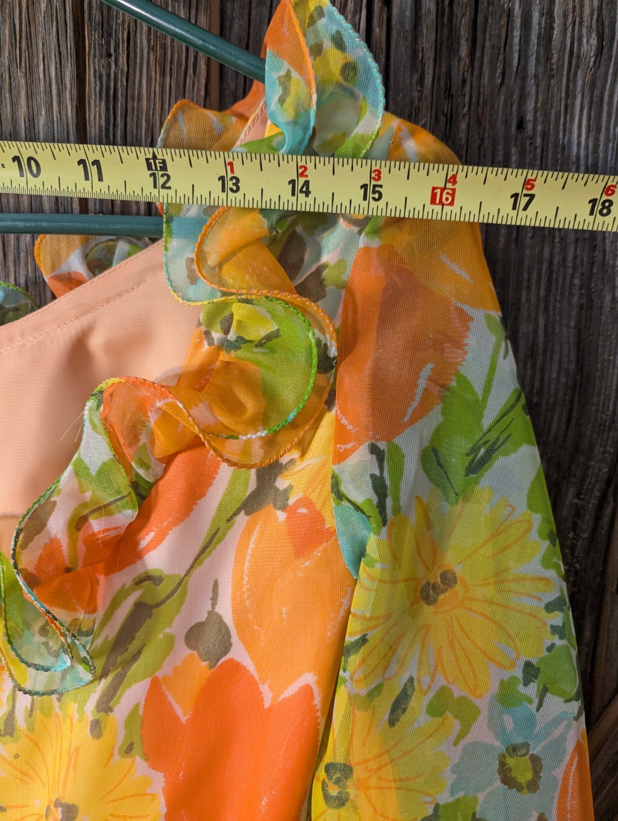 VTG American Nadine 1960/70 Orange Floral Maxi Dress Hippie Retro Boho, SEE PICS