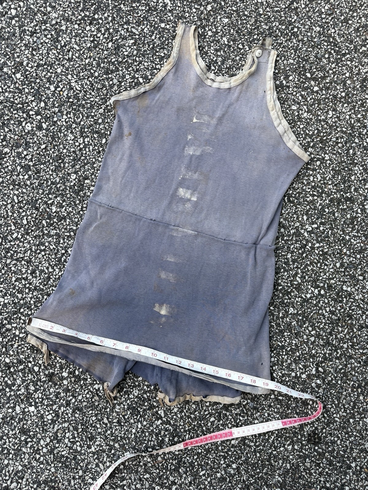 As-is Study Antique Stenciled “rental” Swimsuit 20s 30s Cotton Blend?