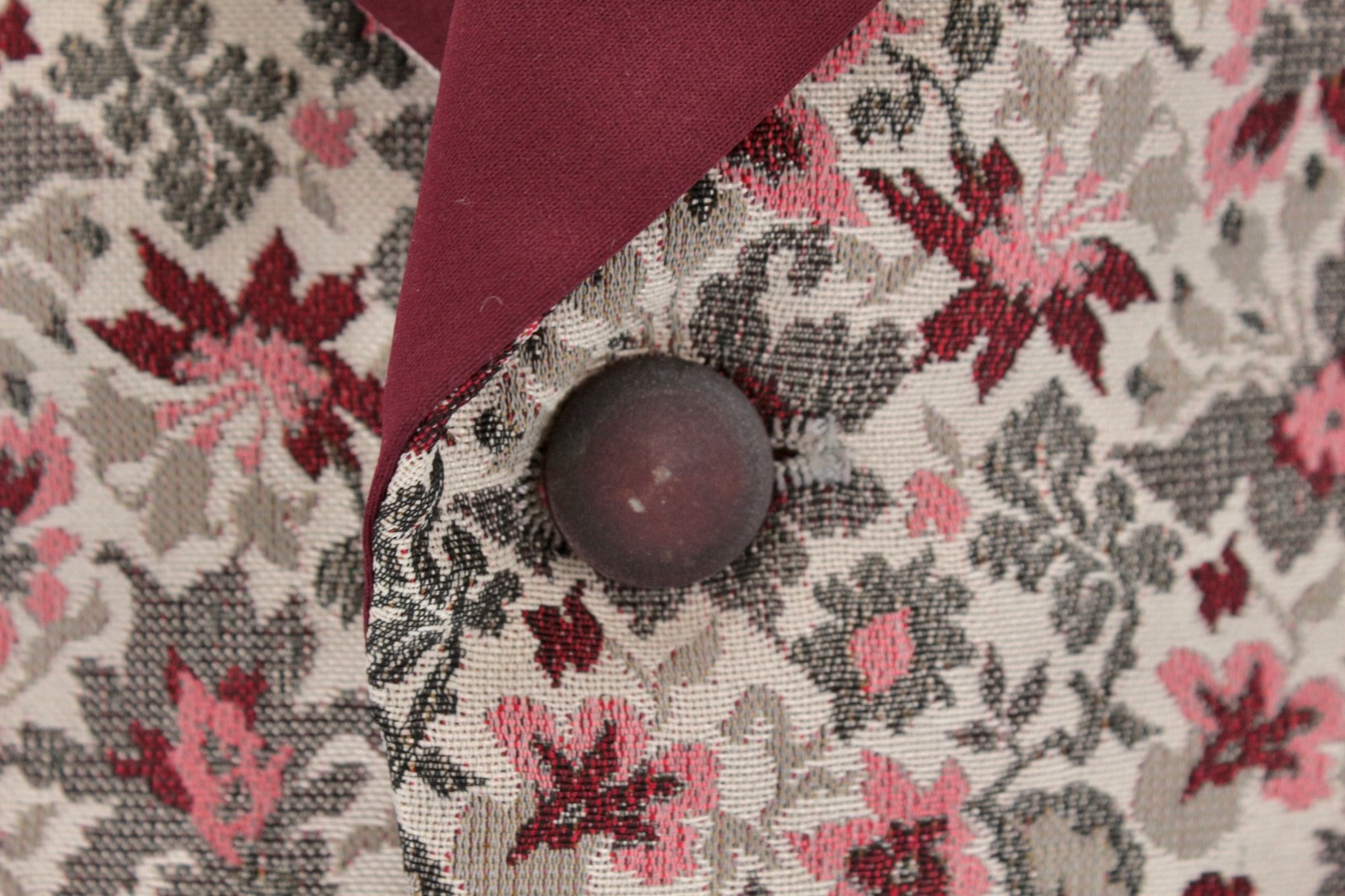Men’s VTG 70s Burgundy & Pink Floral Brocade Tuxedo Jacket 44 R Palm Beach Tux