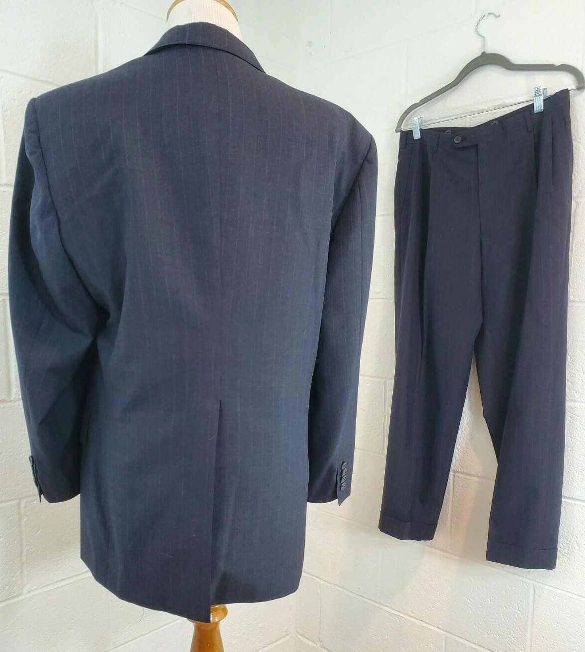 Vintage Austin Reed of Regent Street Mac Hugh Ayrshire Black Pinstripe Suit