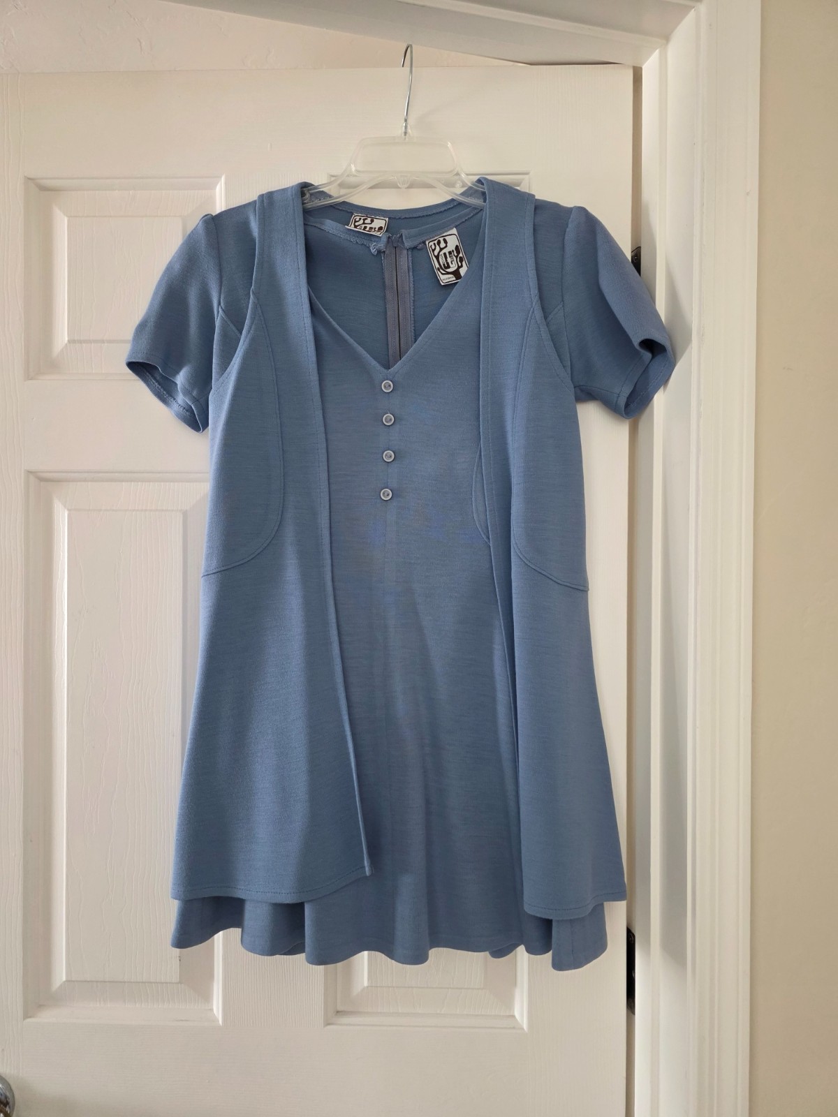 Vintage Blue Joshua Tree of California Mini Dress with Matching Vest S
