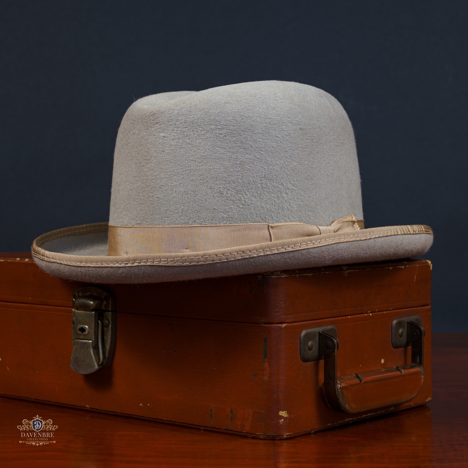 Vtg Star Of The West Custom 5X Beaver Western Homburg Hat Bound Edge Taupe 6 7/8