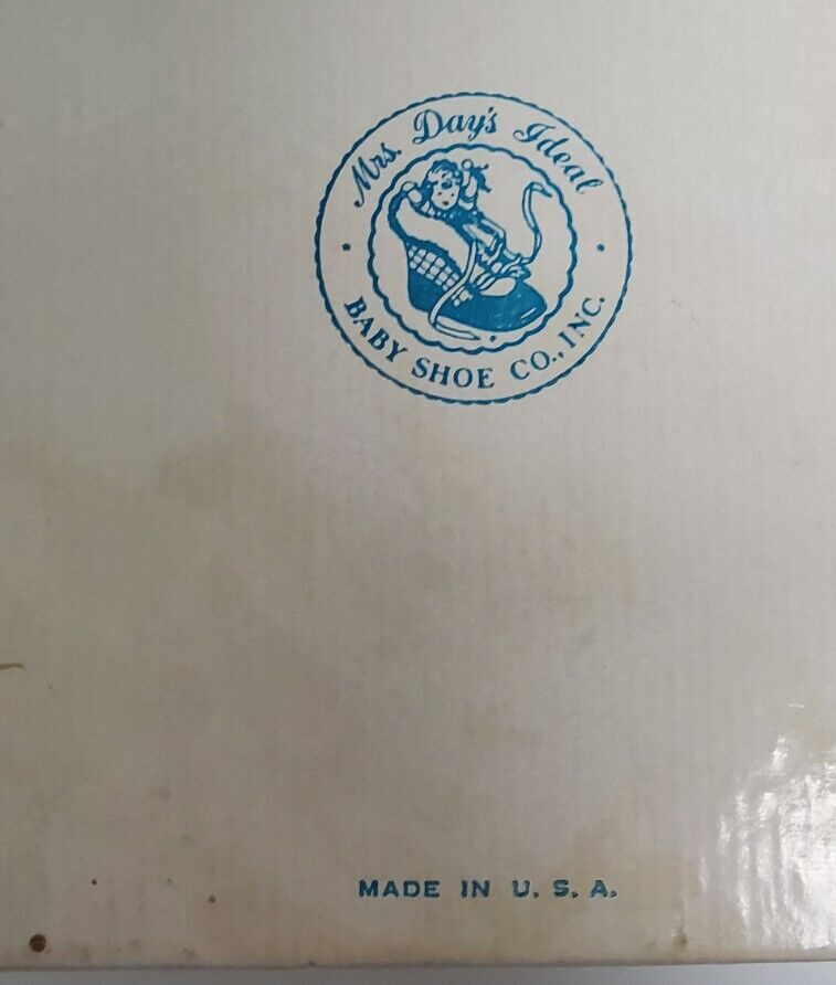 VTG Mrs Days Ideal Baby Crib Saddle Shoe Size 1 Style 30 Color Blue Original Box