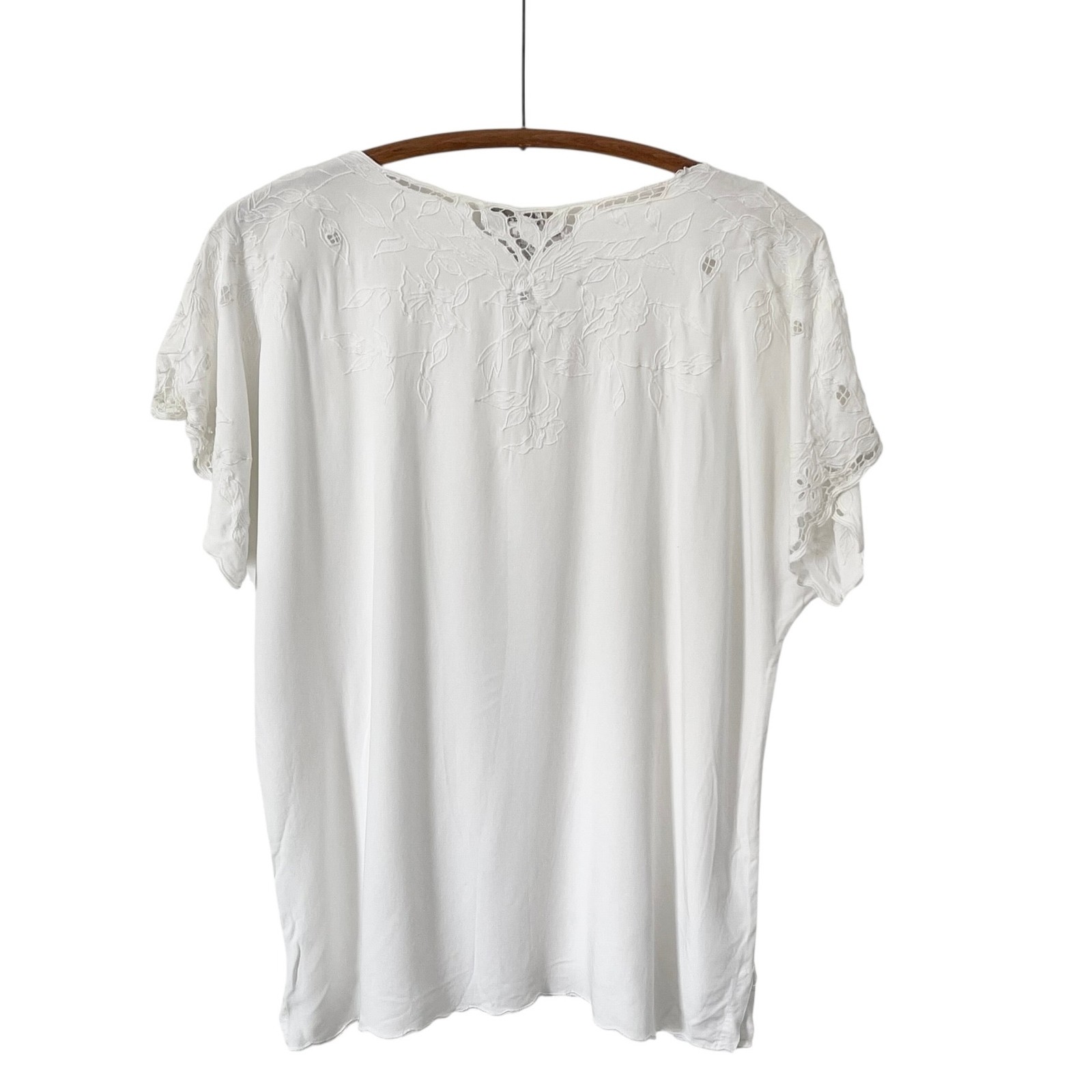 Vintage Dressbarn Bohemian White Blouse: 90s, Y2K