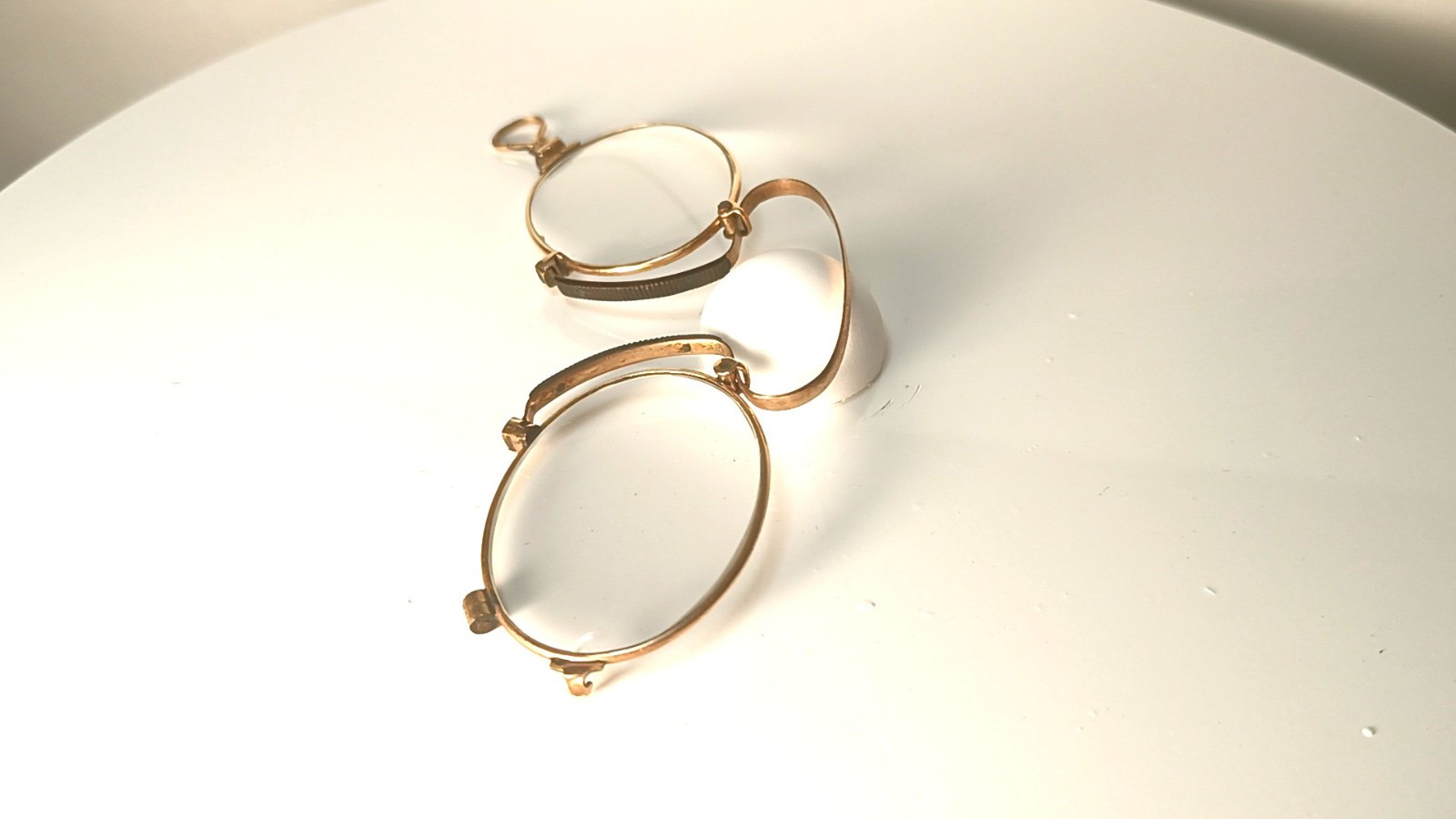 Antique eyeglasses lornette pince nez frame oval 14kt Gold