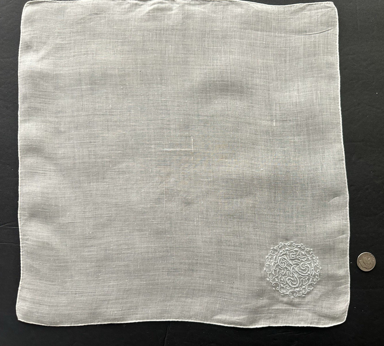 Vintage 3 White Hankies Blue Monogram A Madeira & Swiss Style Hand Embroidered