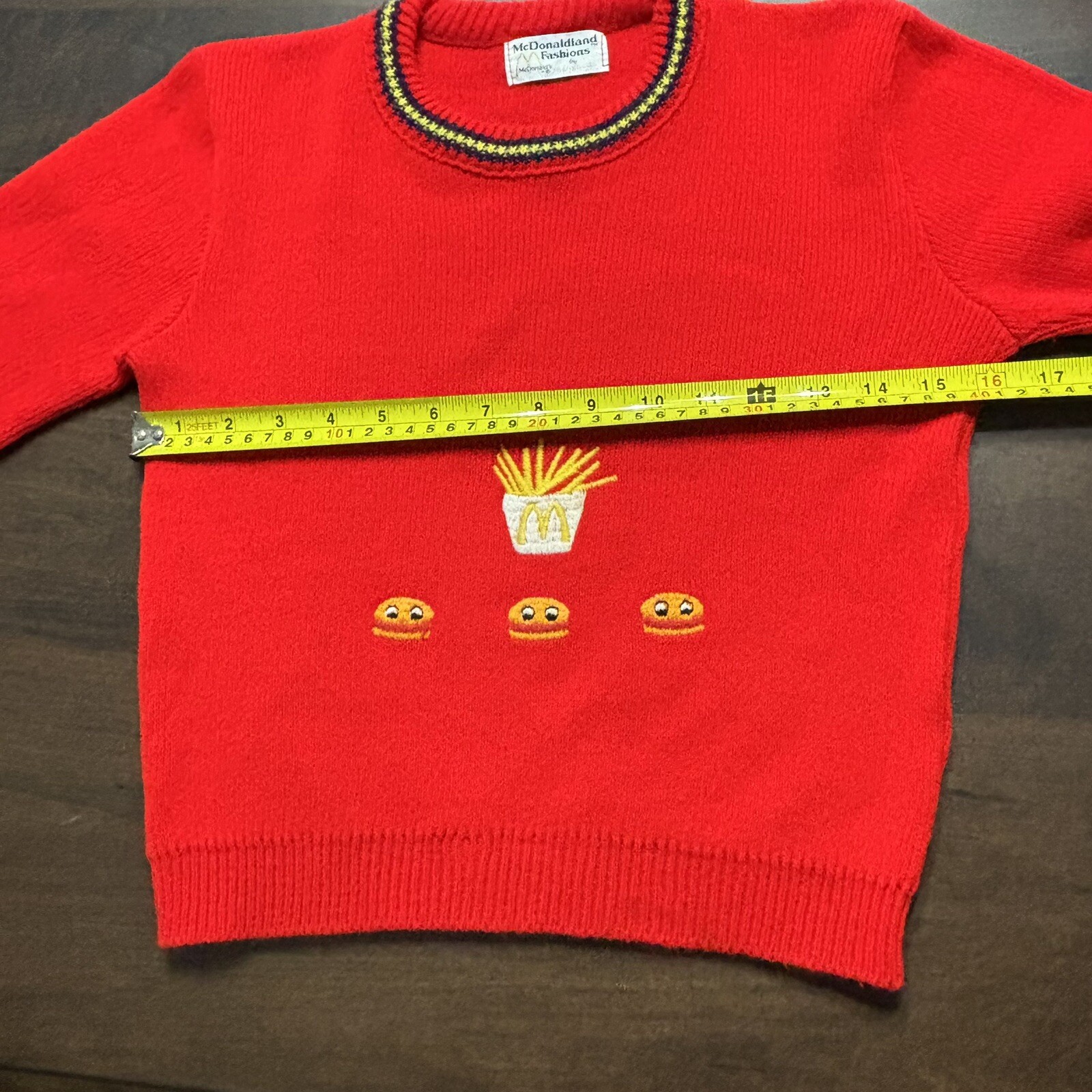 Vtg McDonaldland Fashions by genesco Kids Sweater Frys Hanburger Embroidered 70s