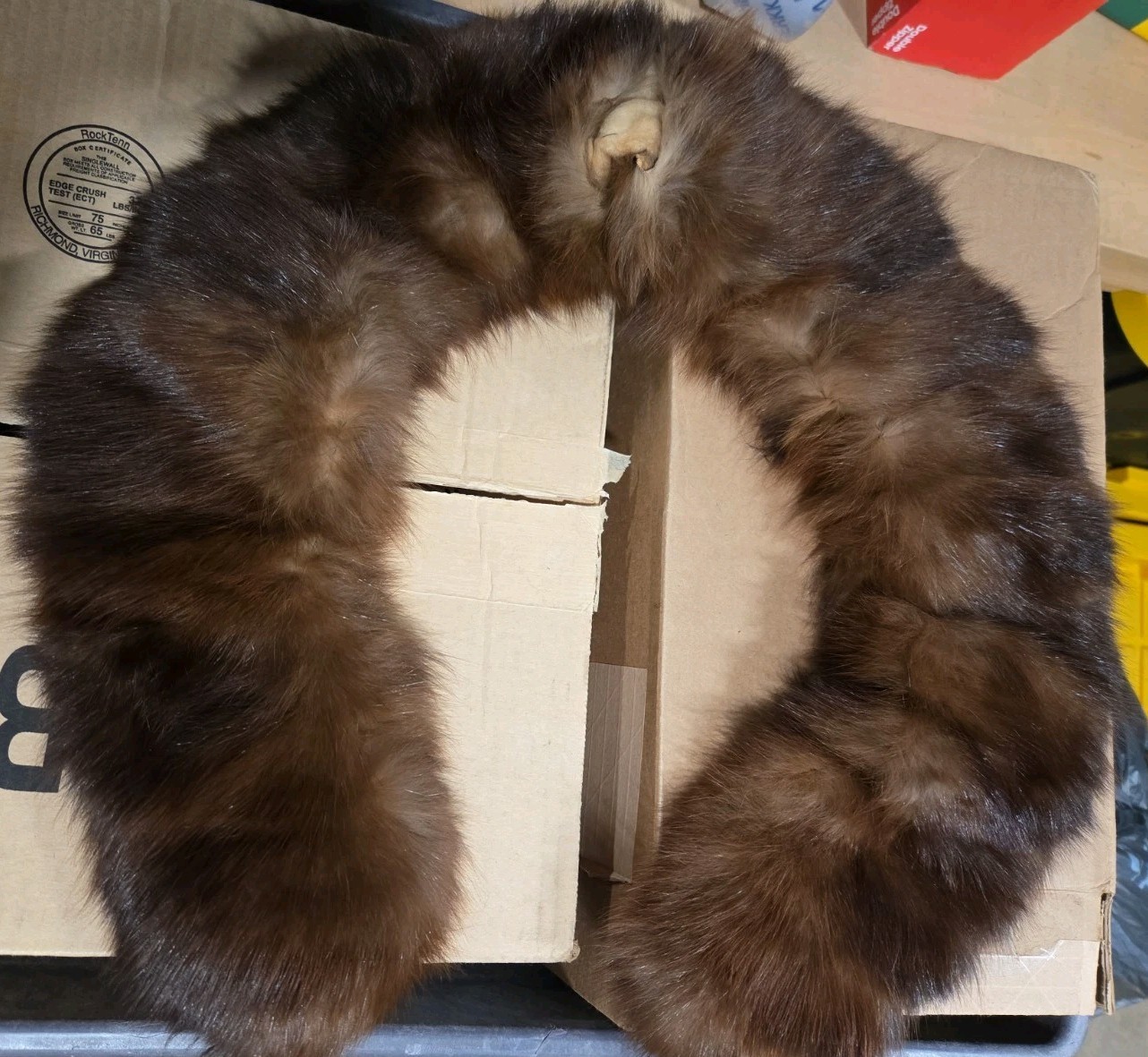 Vintage 41″ Original Fur Collar Shawl Stole Scarf