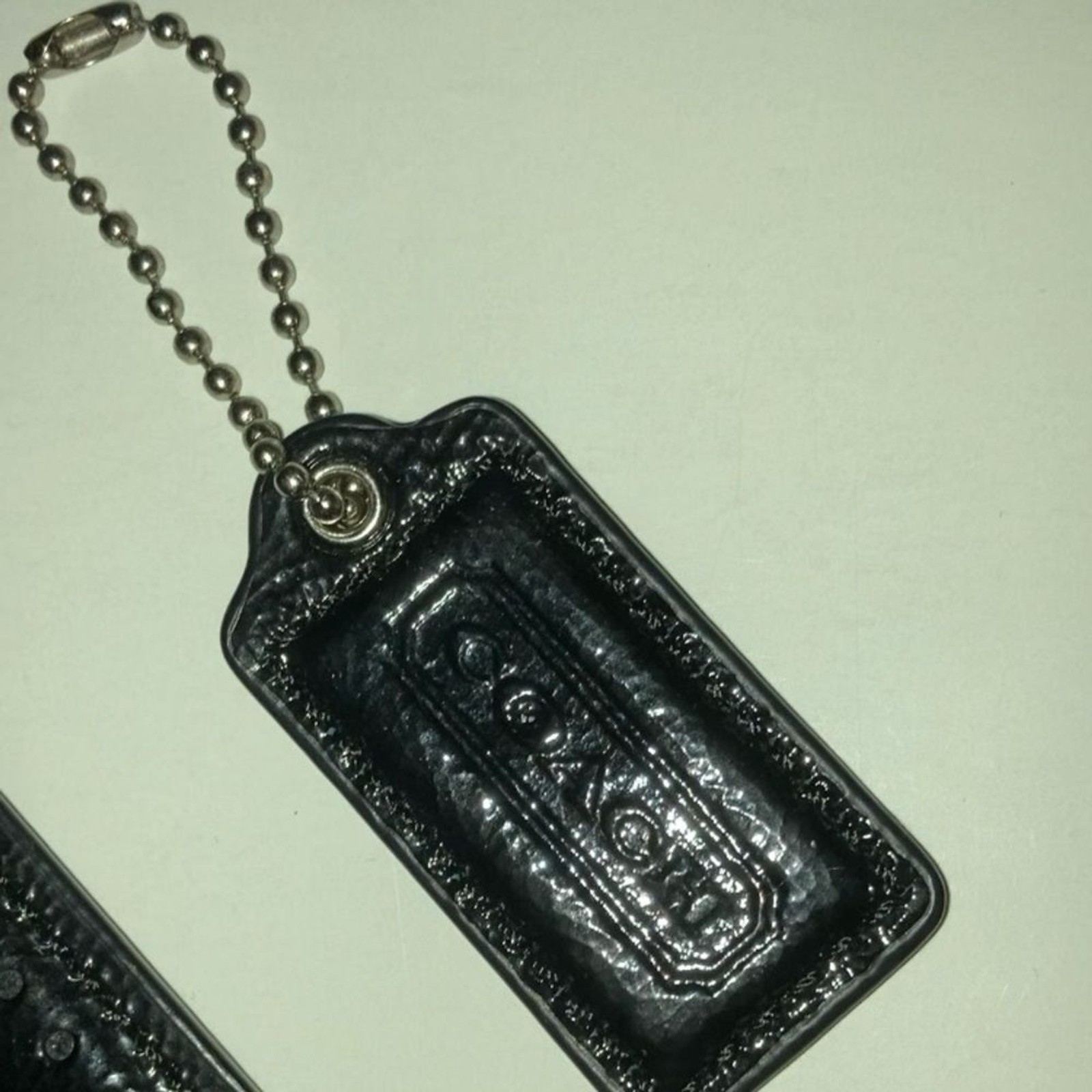 Vintage Coach Black Patent Leather Replacement Hang Tags Two Y2K Bag Charms Lot
