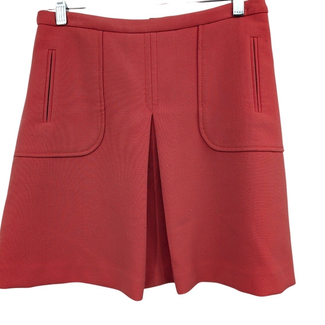 Anthropologie Maeve A-Line Mini Skirt Coral Pink Pleated Pockets Women’s Sz 4