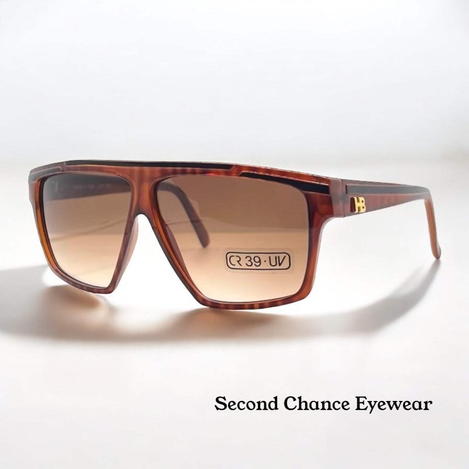 Harvé Benard 402 K33 Vintage Sunglasses-Italy-Tortoise Shield-60mm-Deadstock-NOS