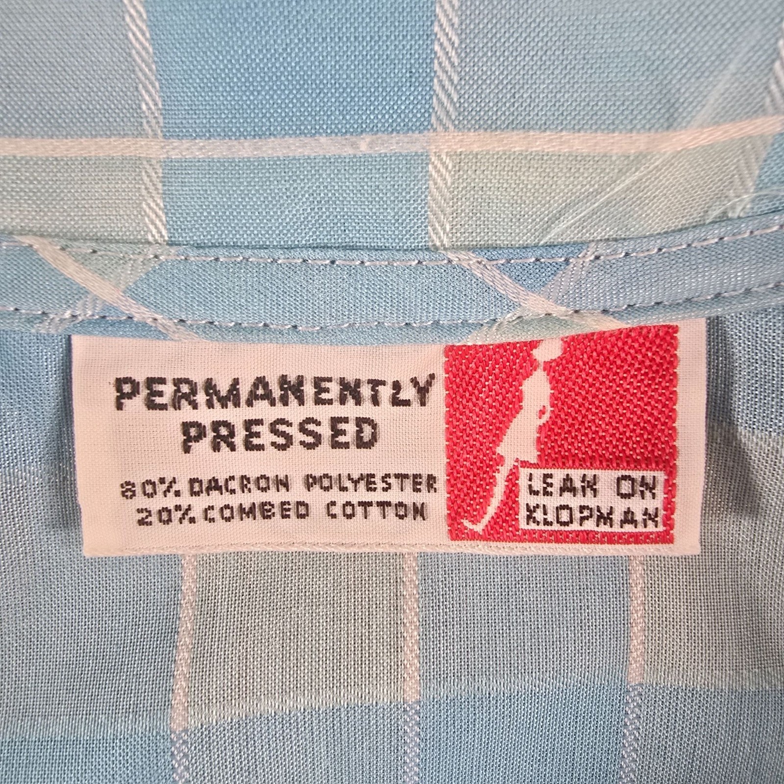 Vintage 1970s Lean on Klopman Blue Windowpane Polycotton Mini Mod Shirtdress (M)