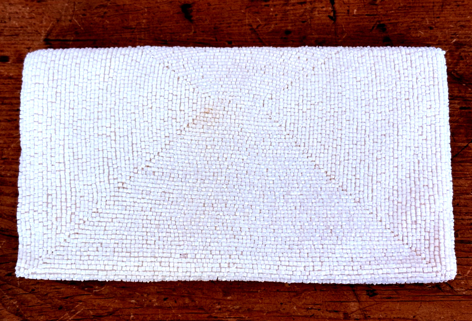 Vintage Richere Bag by Walborg Japan White Ivory Seed Bead Envelope Clutch Purse