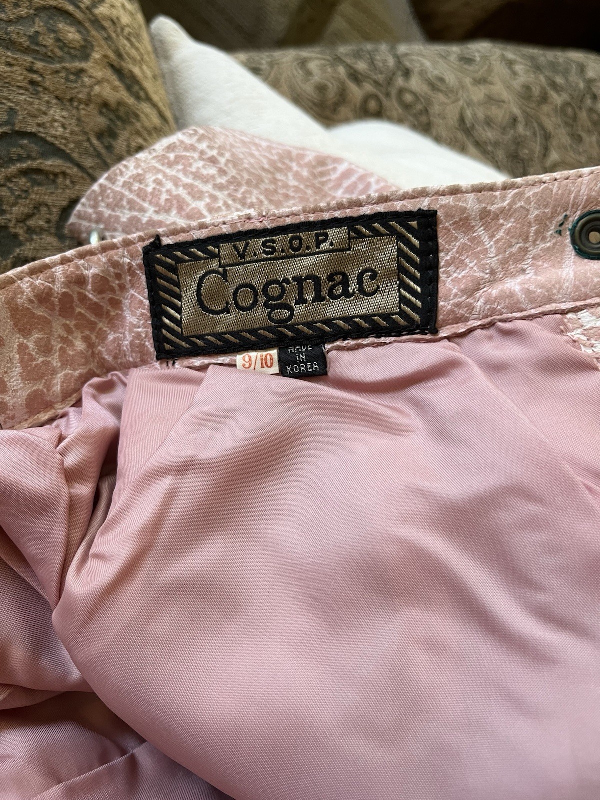 V.S.O.P. COGNAC VINTAGE ’80’s Pink Leather GLAM ROCK Jacket/Skirt Set Sz M 9/10