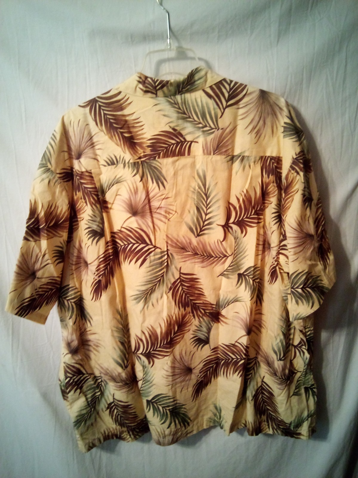 Vintage KY’s Hawaiian Shirt Men’s 3XL 100% Cotton Yello Palm Fronds Leaves~W3