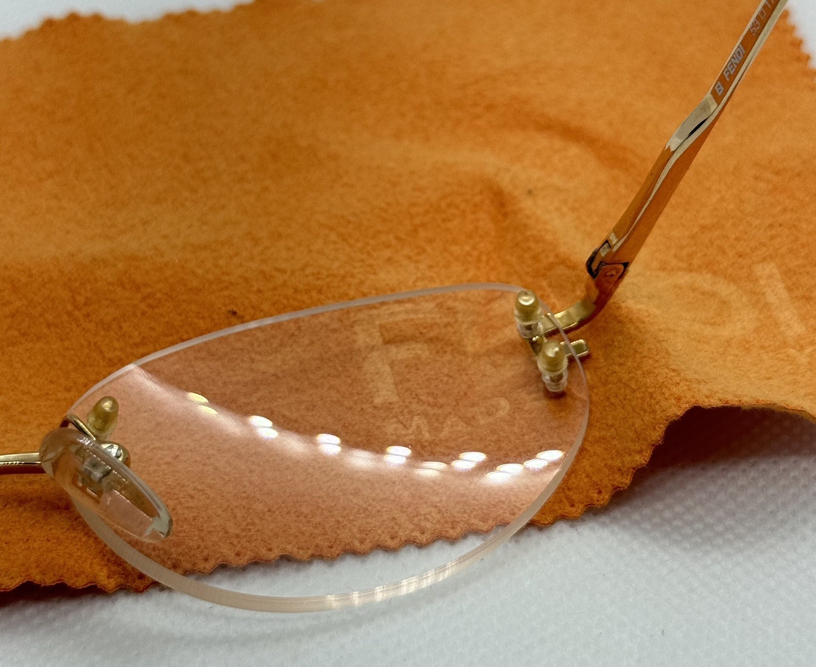 Fendi FN266 Rimless Eyeglasses Frames Gold 53□17 135 Made in Italy w/ Case