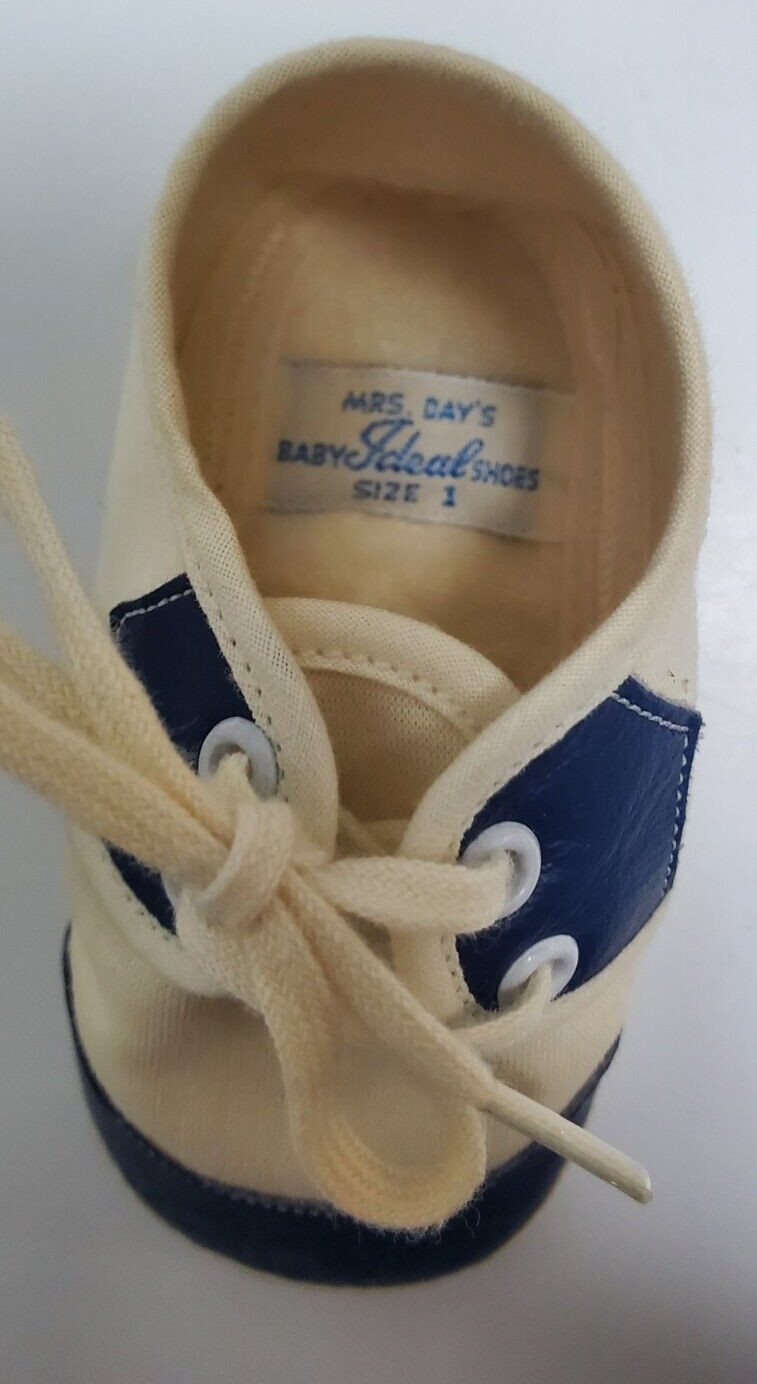 VTG Mrs Days Ideal Baby Crib Saddle Shoe Size 1 Style 30 Color Blue Original Box