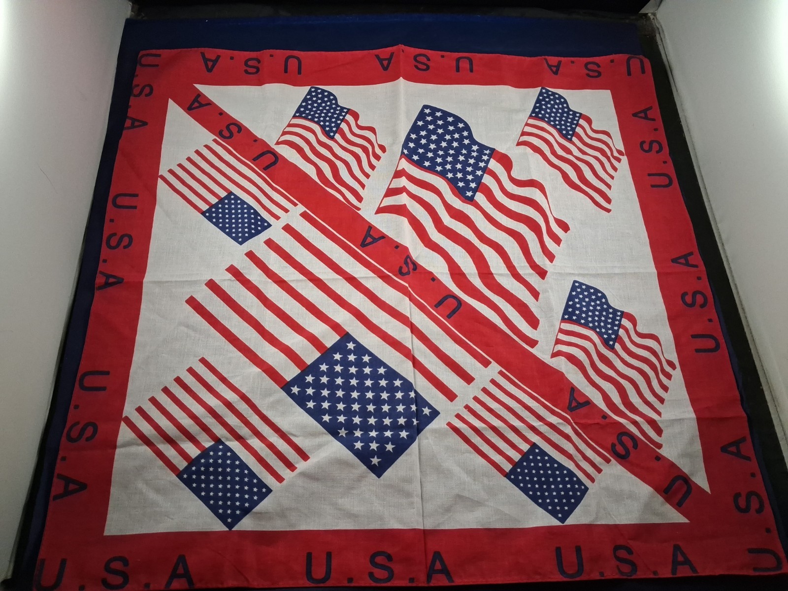 Vtg American Flag Patriotic Cotton Blend USA Bandana Handkerchief Biker *22FB