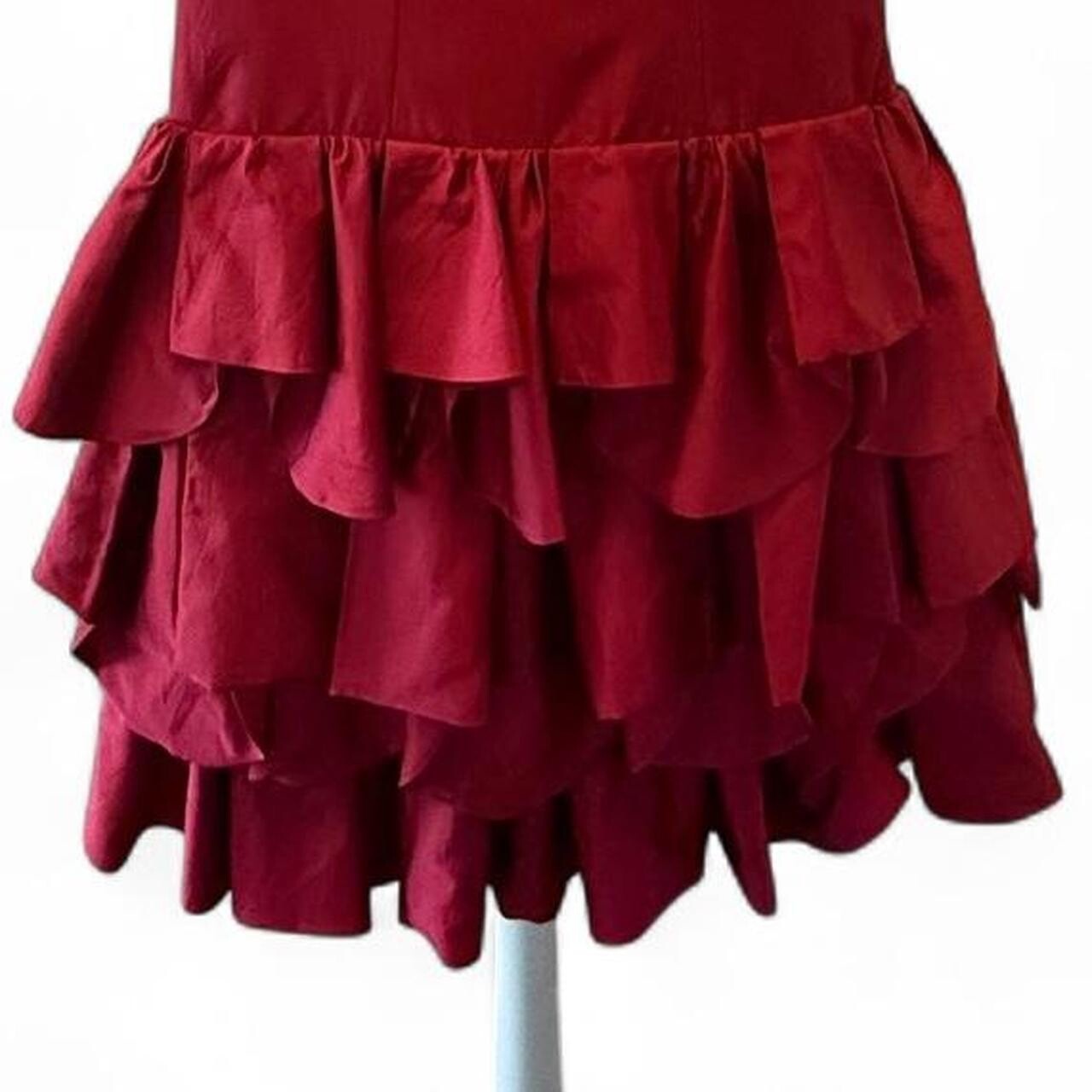 Vintage 80’s inspired Moschino red silk ruffled mini dress