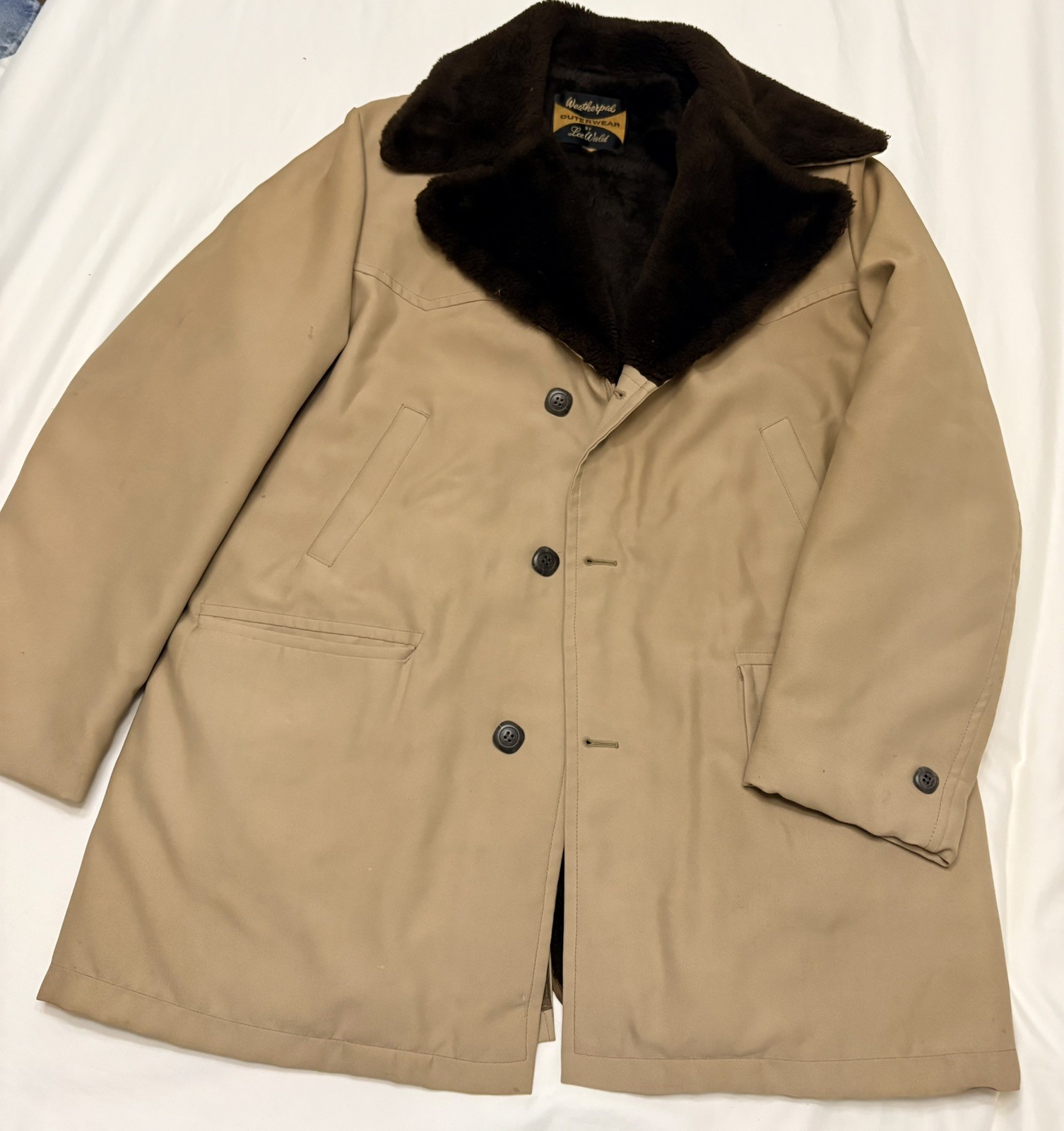 Vintage 60’s Lee Wald Weatherpal Outerwear Mens Coat Jacket Borg Lined Sz 42 LG
