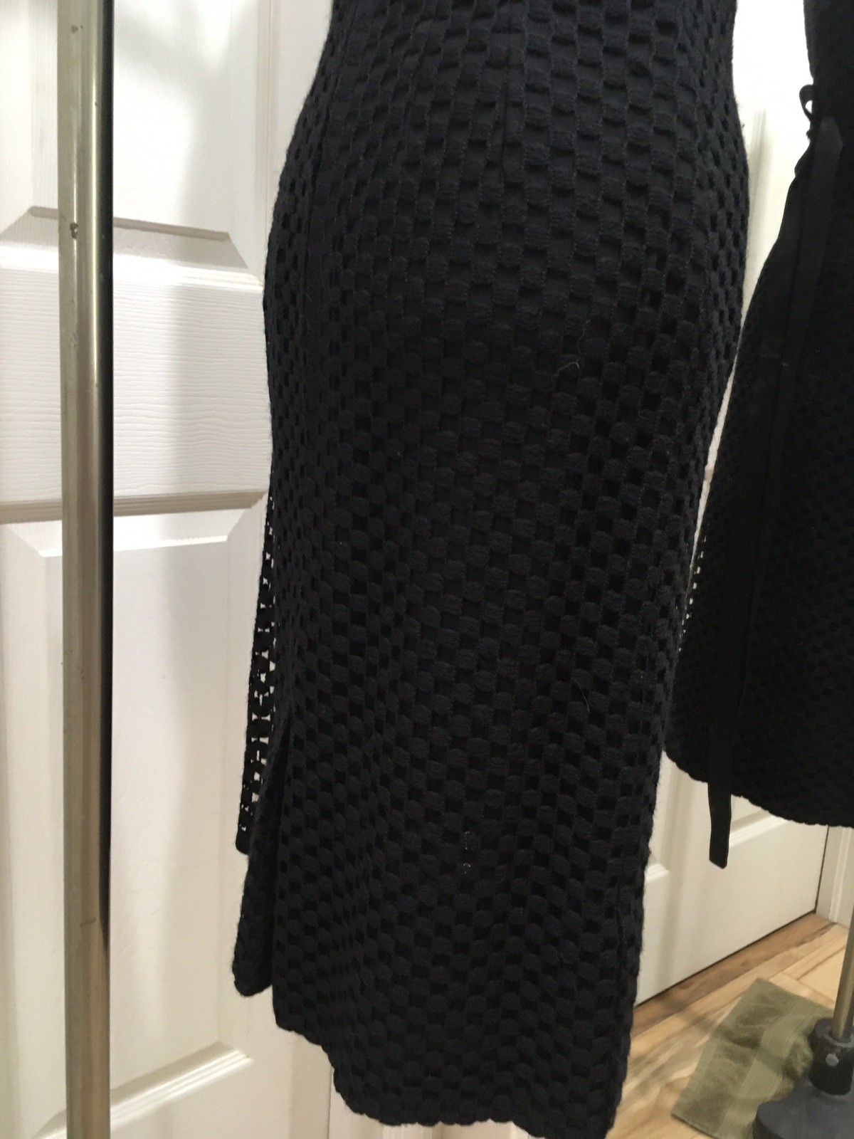 Vintage 1950’s Greta Plattry Original Black Cotton Knit Dress Medium Women’s
