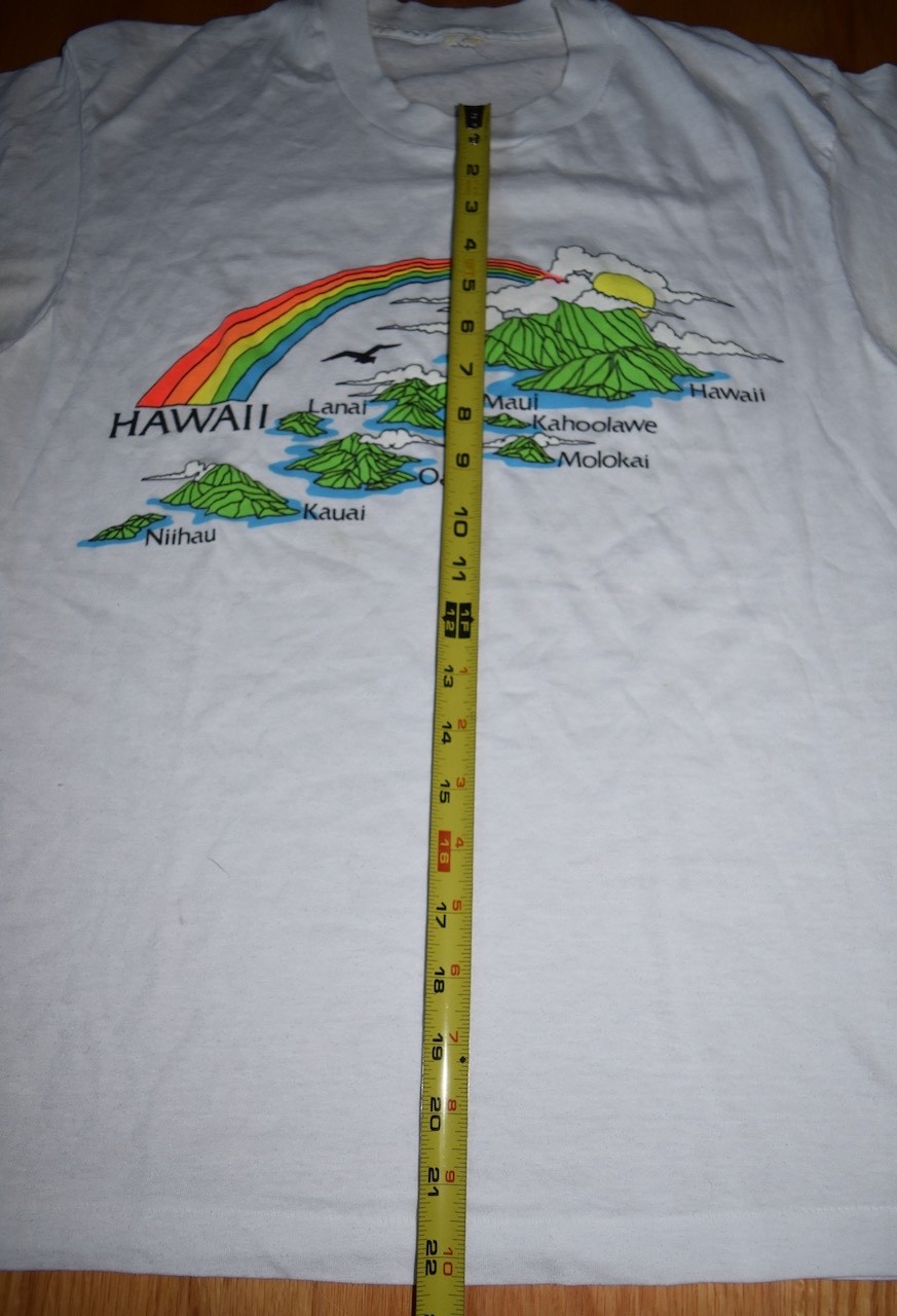 VTG Hawaii Rainbow T Shirt Hawaiian Islands White Maui Kauai Single Stitch USA L