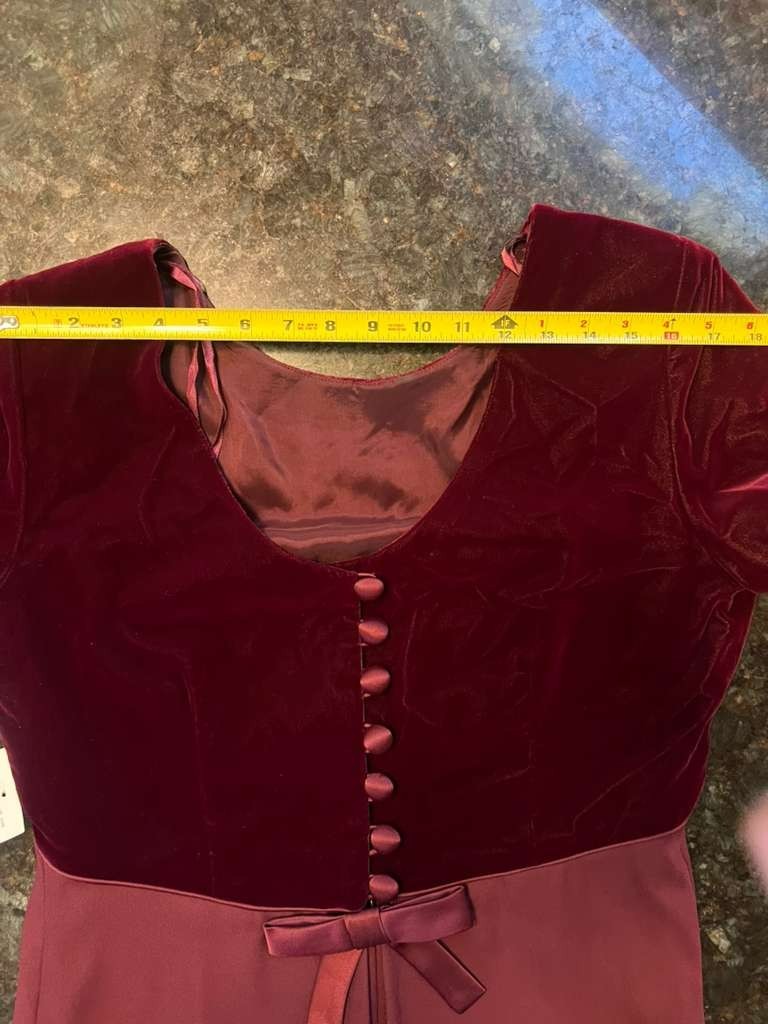 VTG Liz Claiborne Dress 14 NWT Burgundy Velvet Satin Maxi Gown Bridgerton 1990s