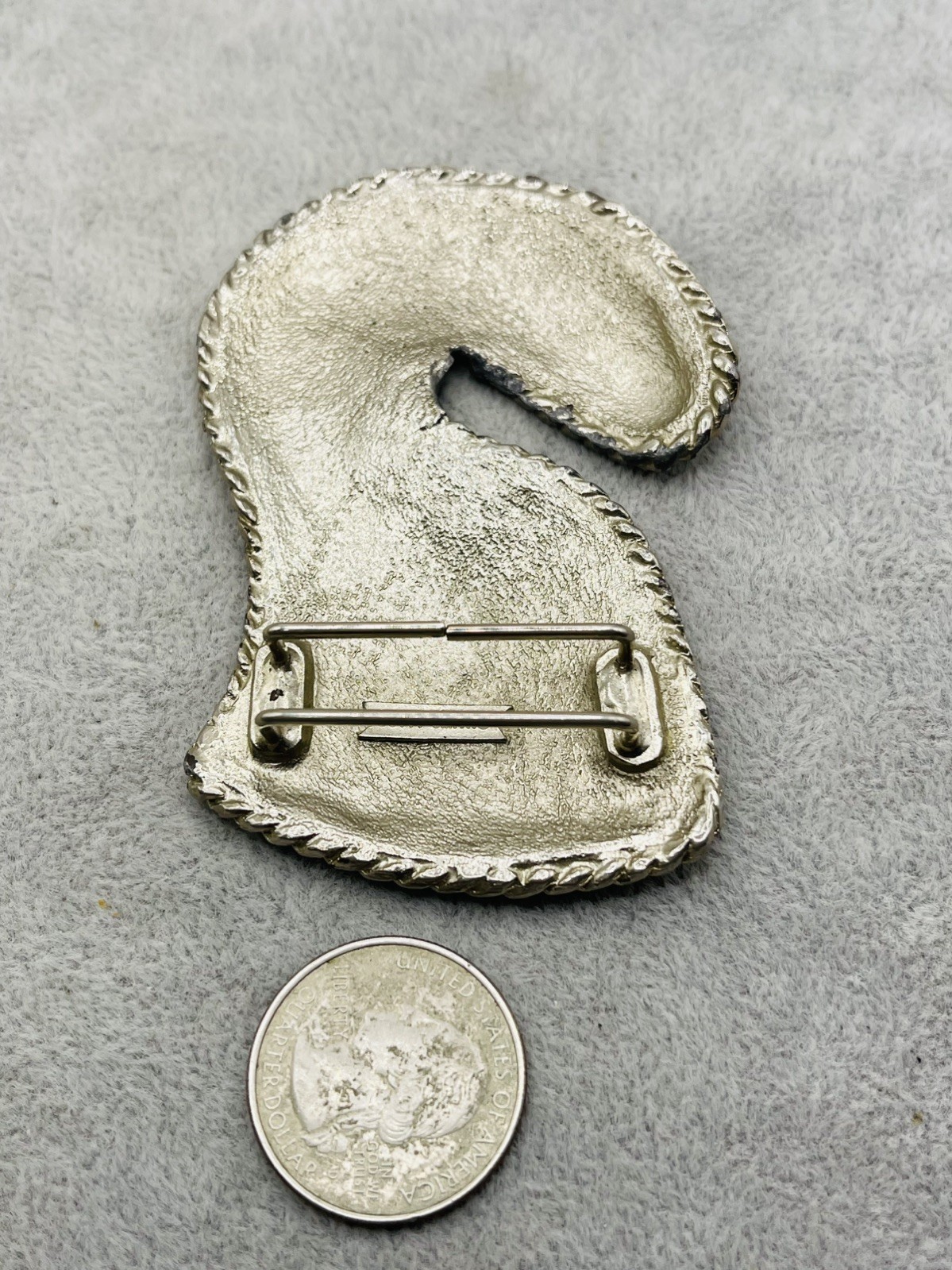 Vintage Dotty Smith Hammered Textured Silver Tone Belt Buckle Modernist