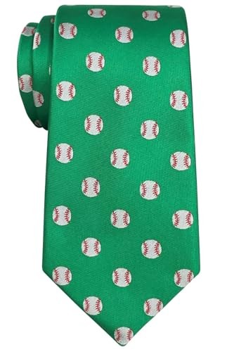 Sports & Specialty Ties | Neckties for Men | Microfiber 3.15″ Baseball – Green
