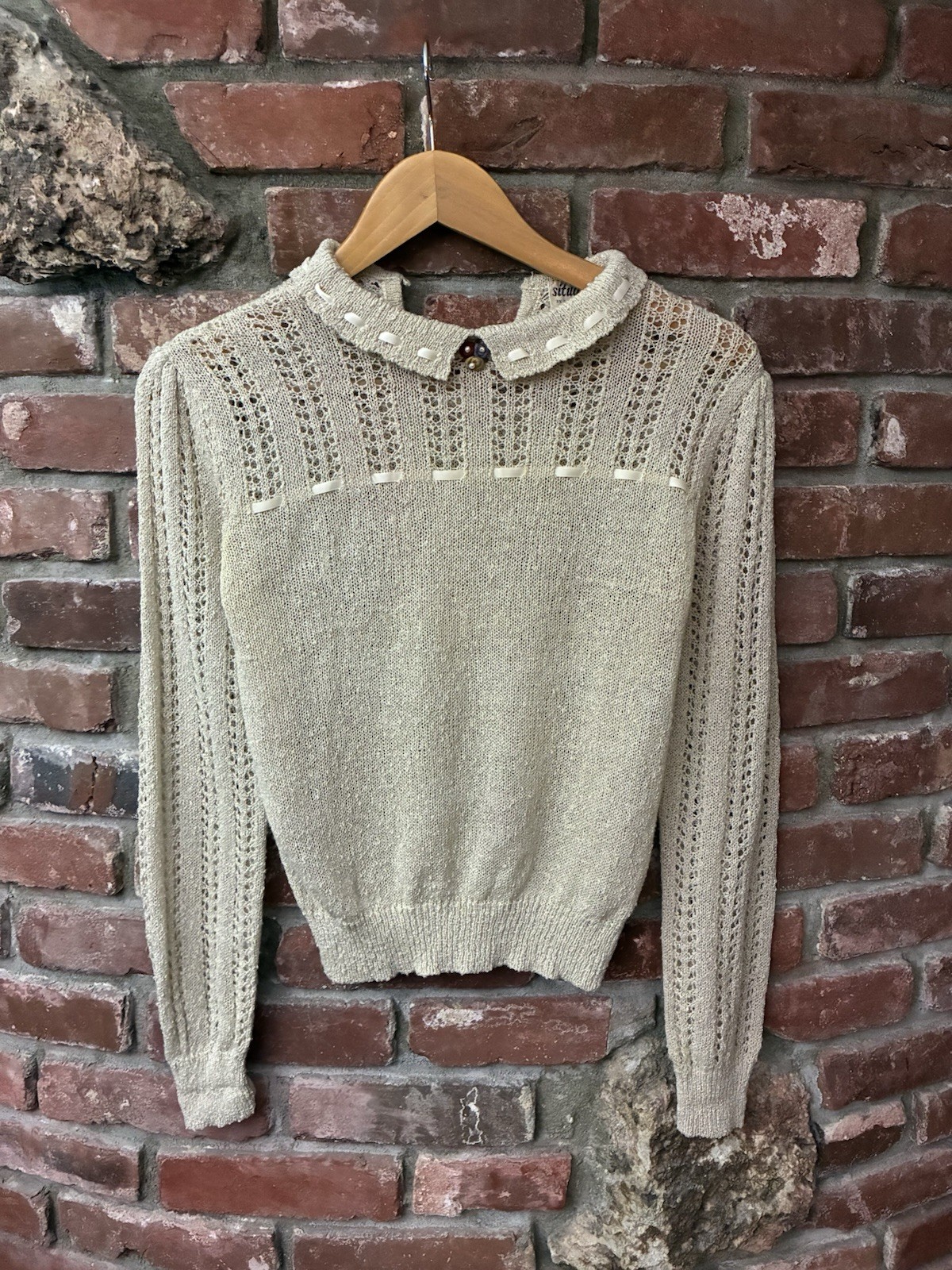 Vintage 80s Situations Sweater With Ribbon And Floral Sizes Small Knit