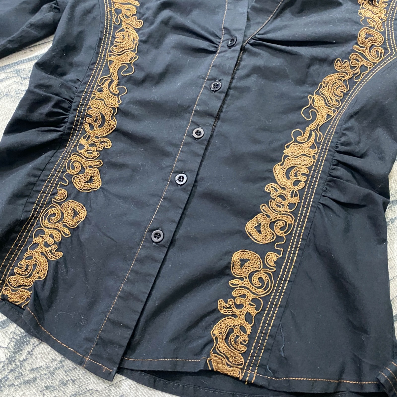 Moschino Womens S 6 Vtg 90s Embroidered Western Blouse Decorative Italy