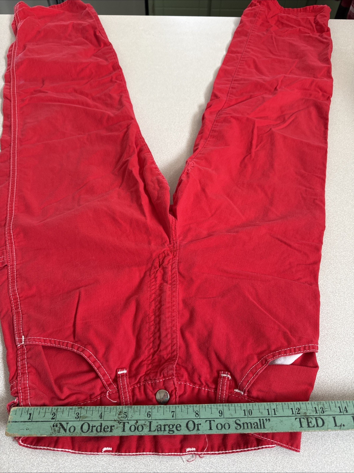 VTG 80’S WRANGLER RED CARGO PANTS BAGGY JUNIOR SZ 9 BORN IN USA MADE (37)