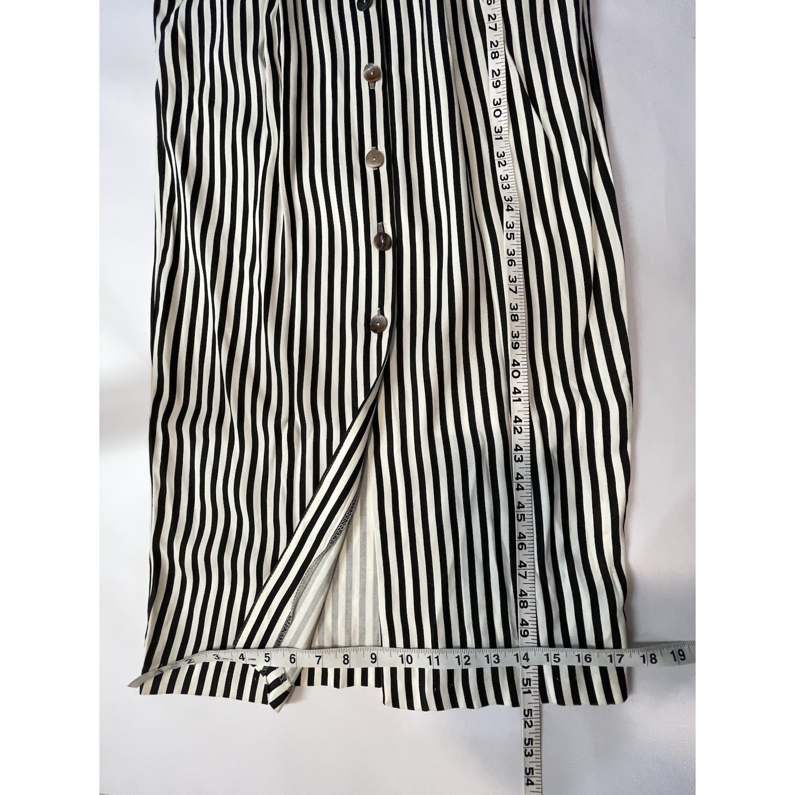 VTG 80s Dress Knapp Studio Dress Stripe Button Front Tie Back