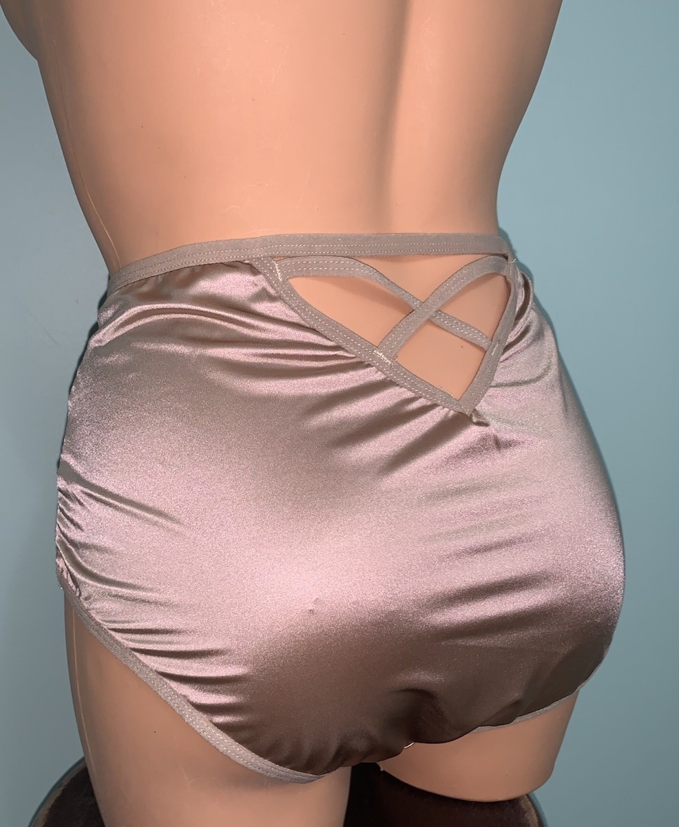 NEW Glossy Secret Stretch Satin XL Hi Cut Bikini Brief Panties SILKY!! 2nd Skin