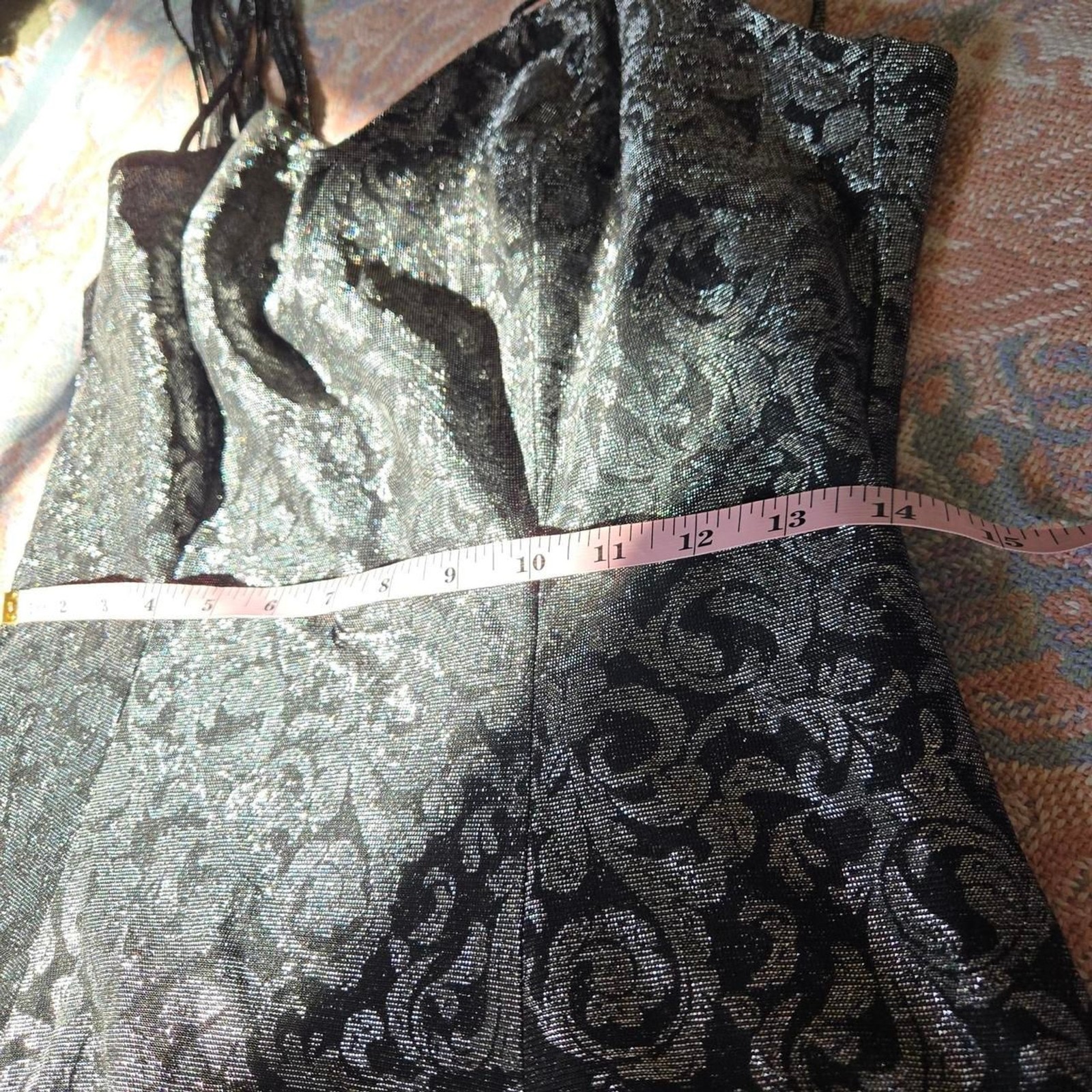 Be Smart Size 11/12 1990s Metallic Damask Brocade Prom Dress