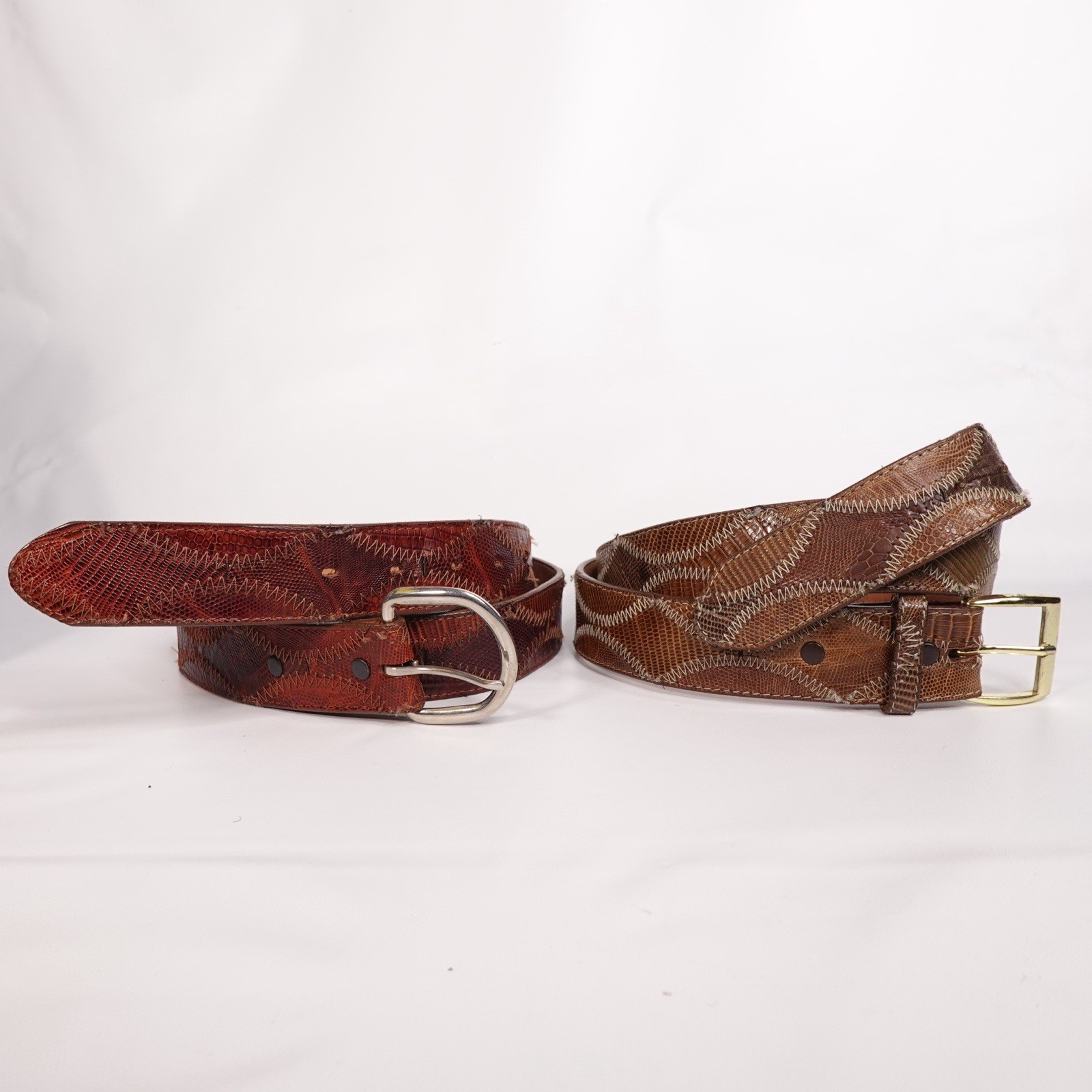 Vintage Justin Genuine Lizard Leather Western Belts Size 40 Made in USA Lot Of 2