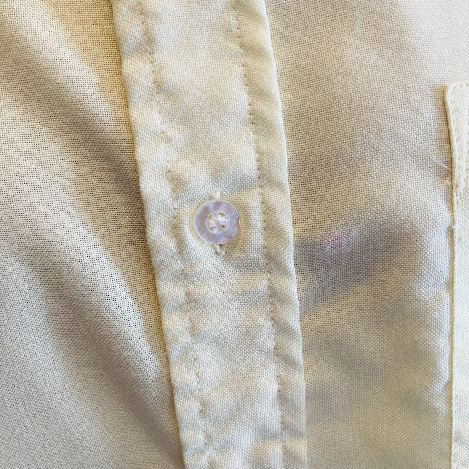 1960s Yellow Button Down Collar Dress Shirt Ivy League Hippie Disco Mod 1970s