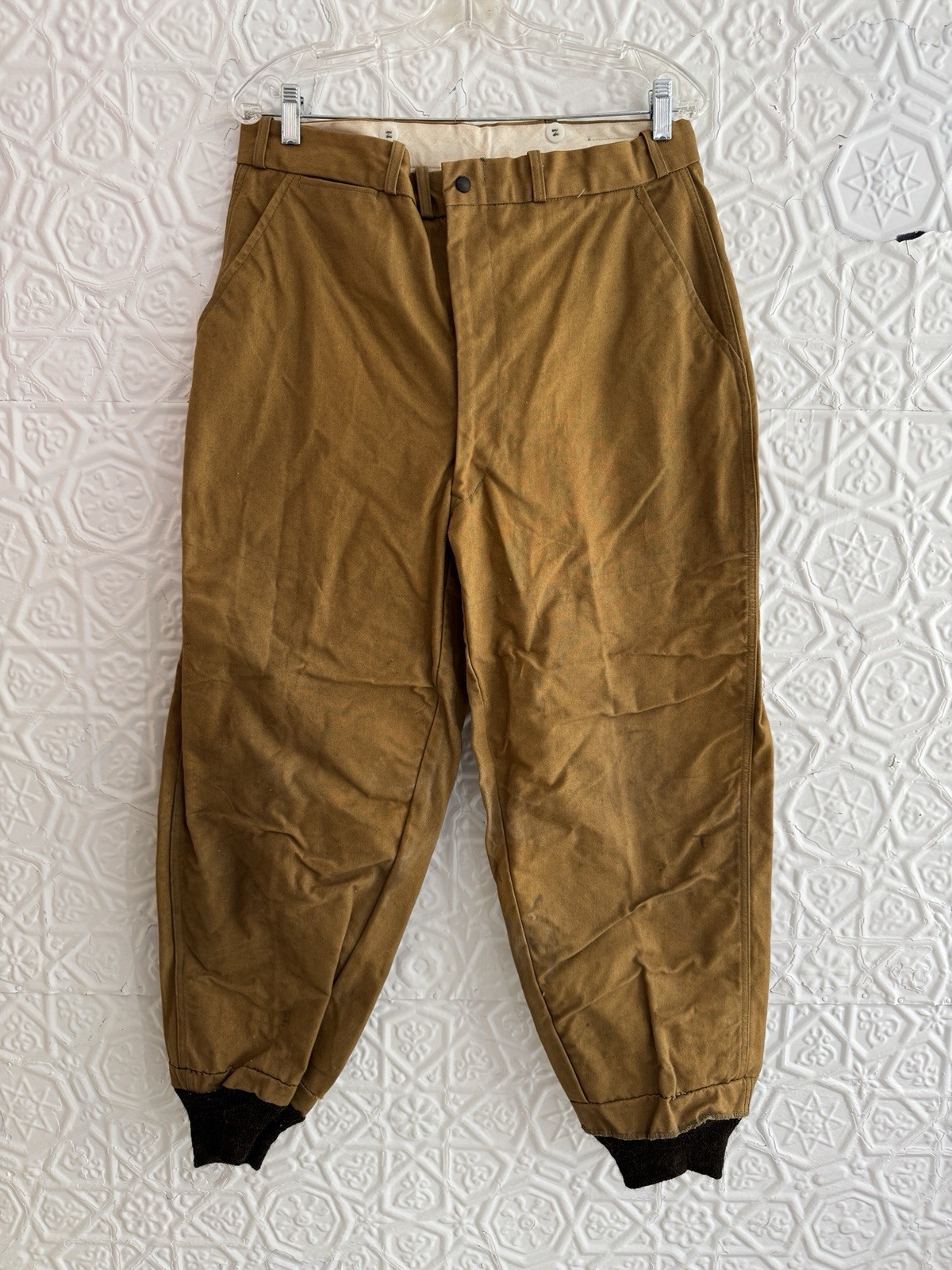 Vintage Midcentury Era Duxback Canvas Trouser-Lined-Insulated-Brown-Hunting-Pant
