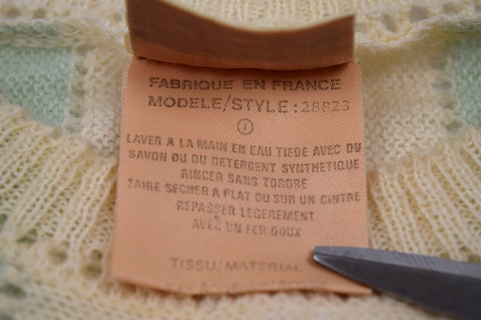 Vintage Sweater Courreges Size S 60s 3 Tone Panel Mod Avocado Ivory Mohair Blend