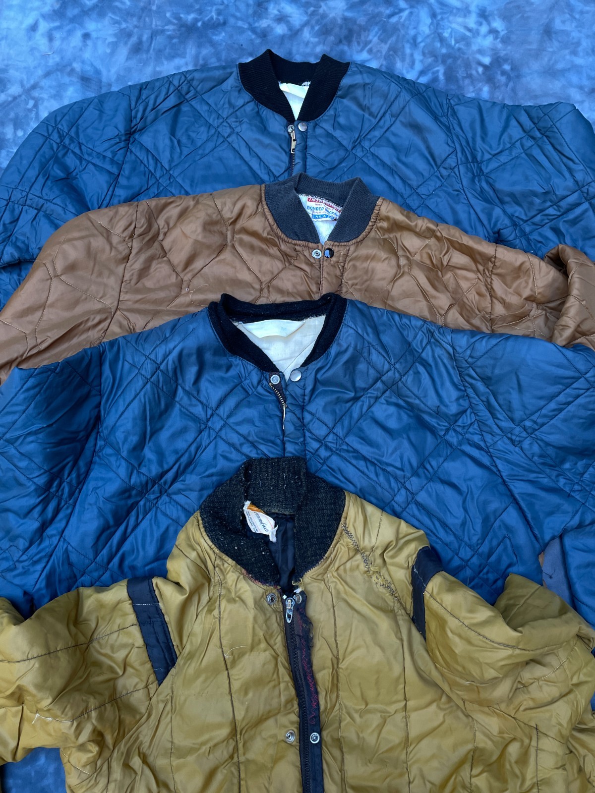 Vintage Lot 4 Mens Quilted Zip up Jacket Liners Hunting Work Wear L Westernfield