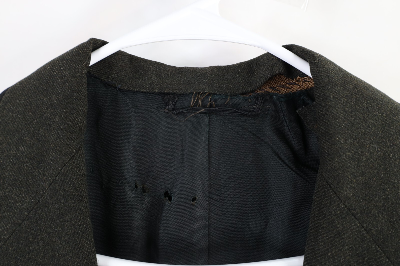 Vtg 40s 50s Bespoke Mens 38R Distressed Wool Satin Trim Tuxedo Coattails Jacket