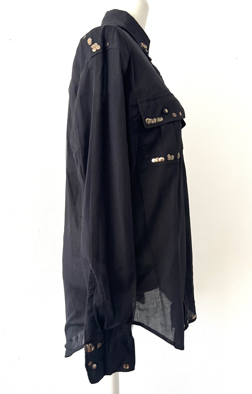 VINTAGE 90’s Moschino Cheap and Chic Free Floating Sequins under Mesh blouse