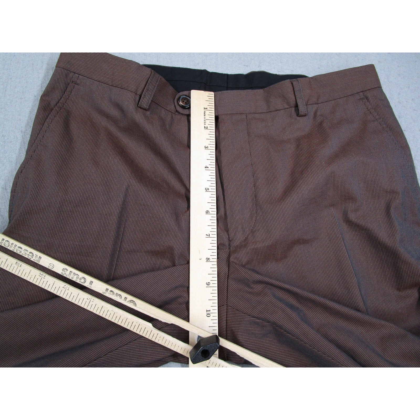 Dries Van Noten Suit Mens 48 IT 38 US Brown Cotton Silk Pinstripe 2 Button