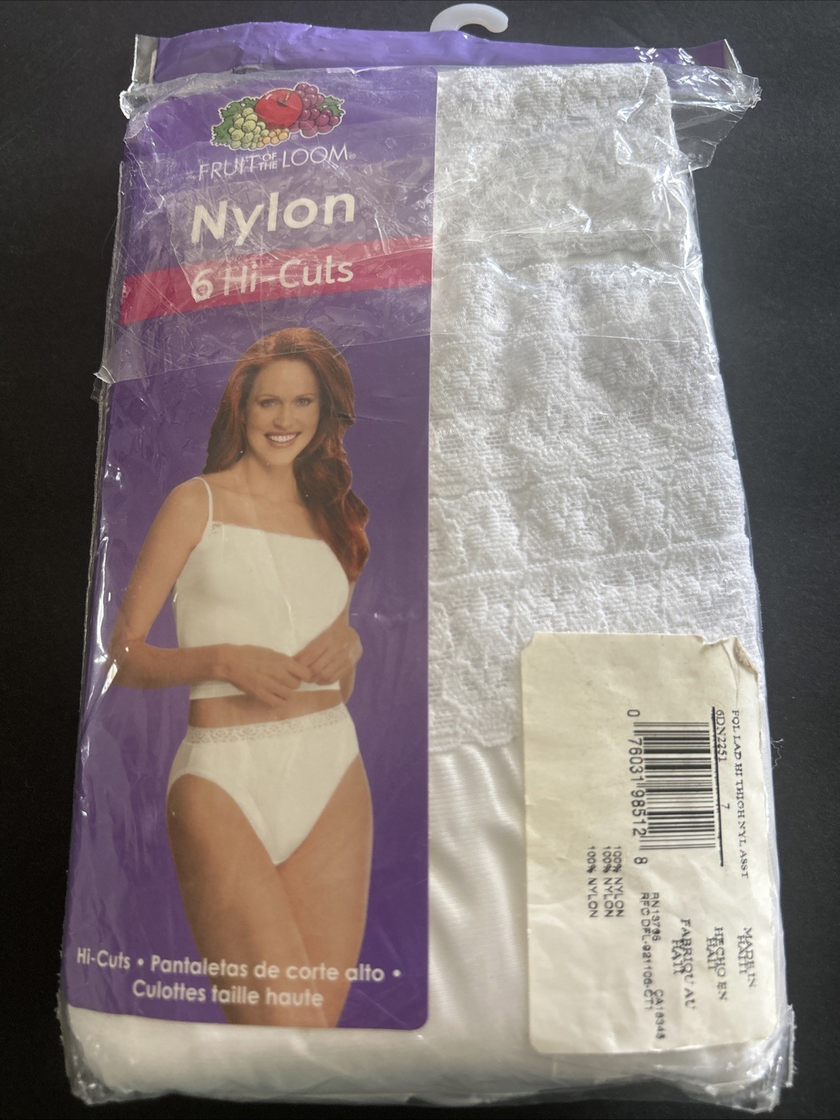 NOS VTG 2011 FRUIT OF THE LOOM NYLON HI-CUTS Panties 6 PRS SZ 7 LARGE 40-41 HIPS